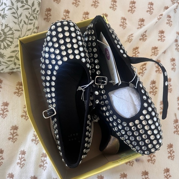 Women's Issa Rhinestone Mary Jane Ballet Flats - A New Day Black 6.5 NIB - Picture 2 of 2